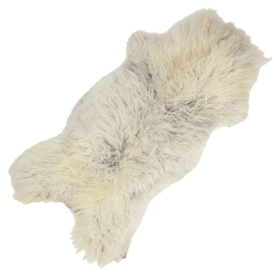 Large Long Wavy Hair Silver White w Black Swedish Sheepskin Rug