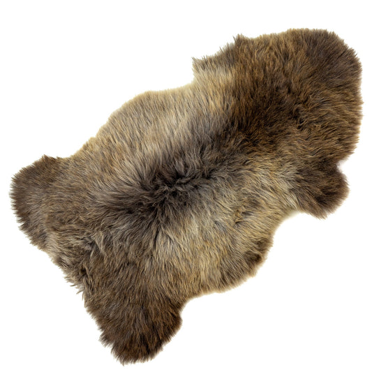 Large Long Wool Brown w Gray Sheepskin