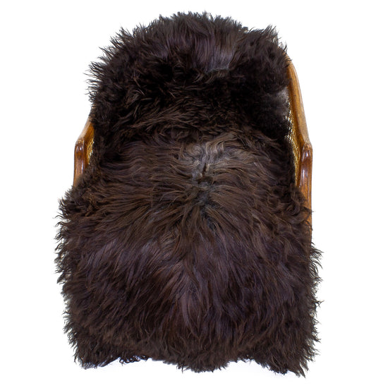 Large Long Wool Blackish Brown w Gray Sheepskin