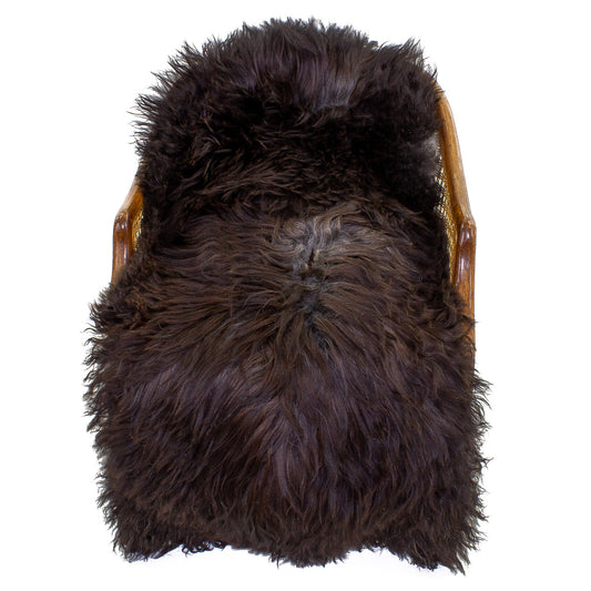 Large Long Wool Blackish Brown w Gray Sheepskin
