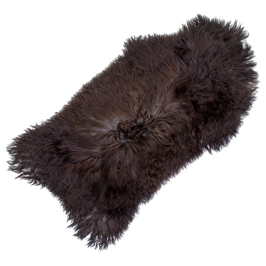 Large Long Wool Blackish Brown w Gray Sheepskin