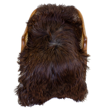 Long Wool Dark Brown w Gray Sheepskin