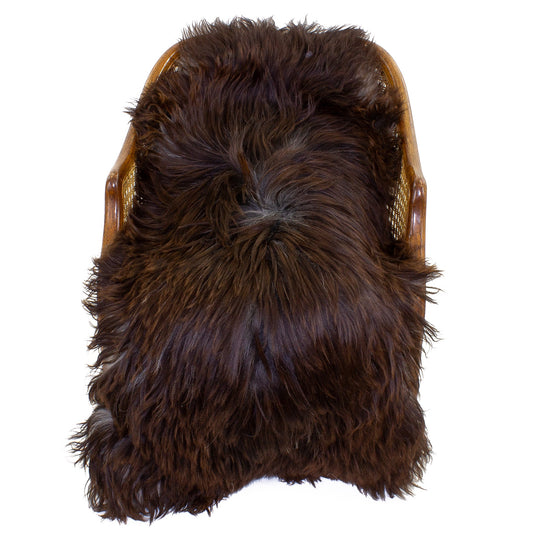 Long Wool Dark Brown w Gray Sheepskin