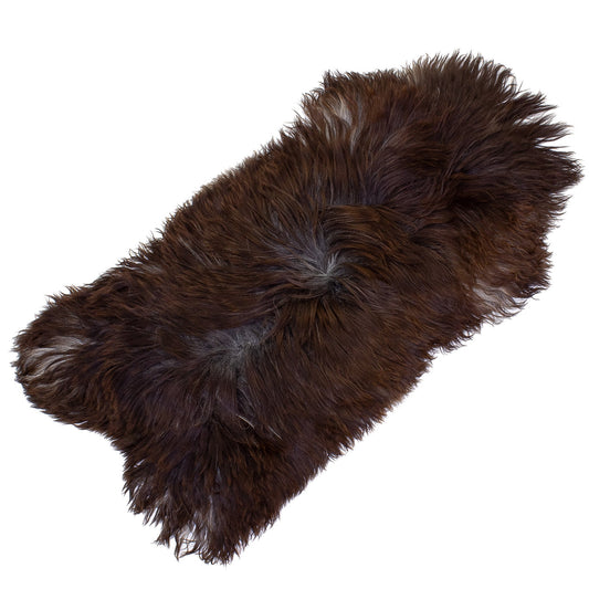 Long Wool Dark Brown w Gray Sheepskin