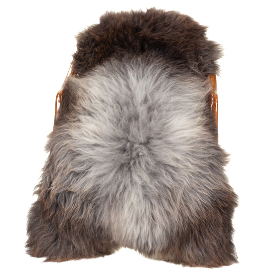 Long Wool Dark Brown to Silver Gray Sheepskin