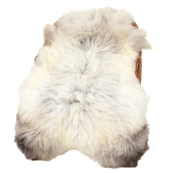 Long Wool Silver White w Gray Sheepskin