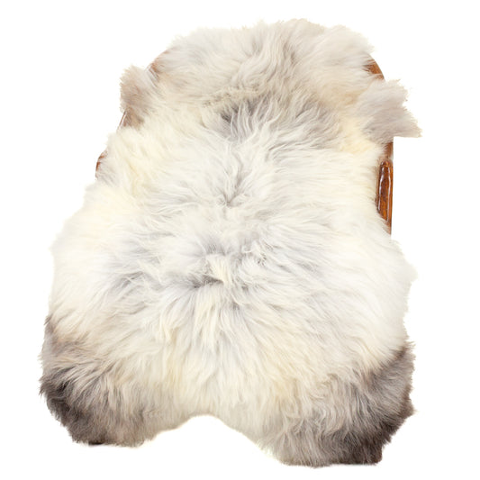 Long Wool Silver White w Gray Sheepskin