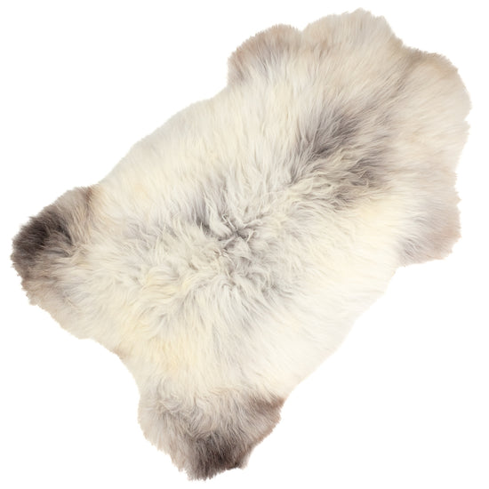 Long Wool Silver White w Gray Sheepskin Rug