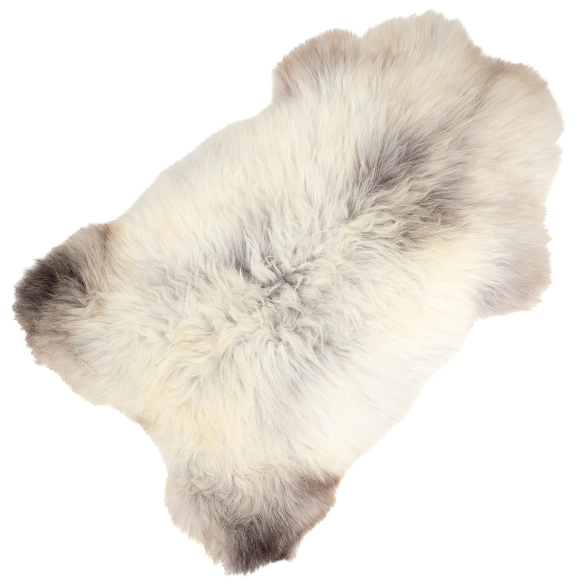 Long Wool Silver White w Gray Sheepskin Rug