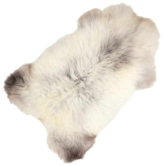 Long Wool Silver White w Gray Sheepskin Rug