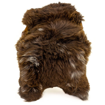 Large Long Wool Thick Cushy Brown w White Sheepskin