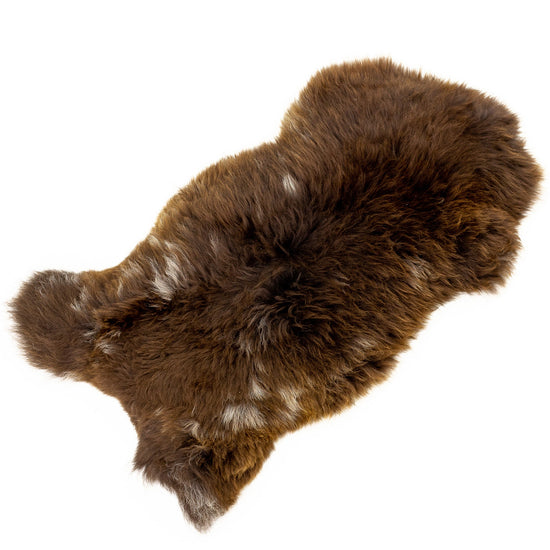 Large Long Wool Thick Cushy Brown w White Sheepskin