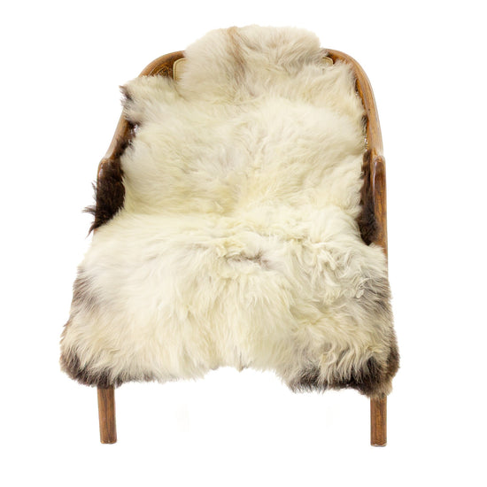 Long Wool White w Black Edges and Copper Streak Sheepskin