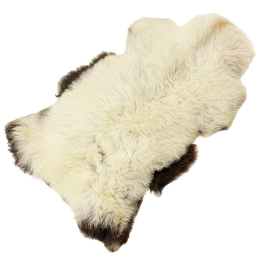 Long Wool White w Black Edges and Copper Streak Sheepskin