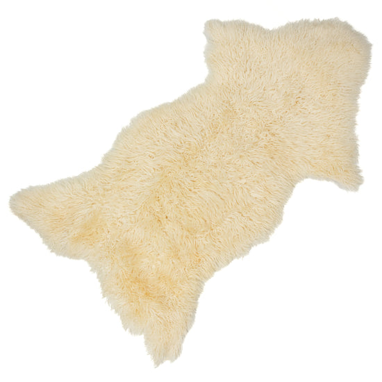 Rare Ivory White Tight Crimp Wool Swedish Sheepskin Rug