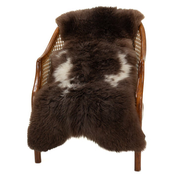 Short Soft Wool Brown w White Swedish Sheepskin