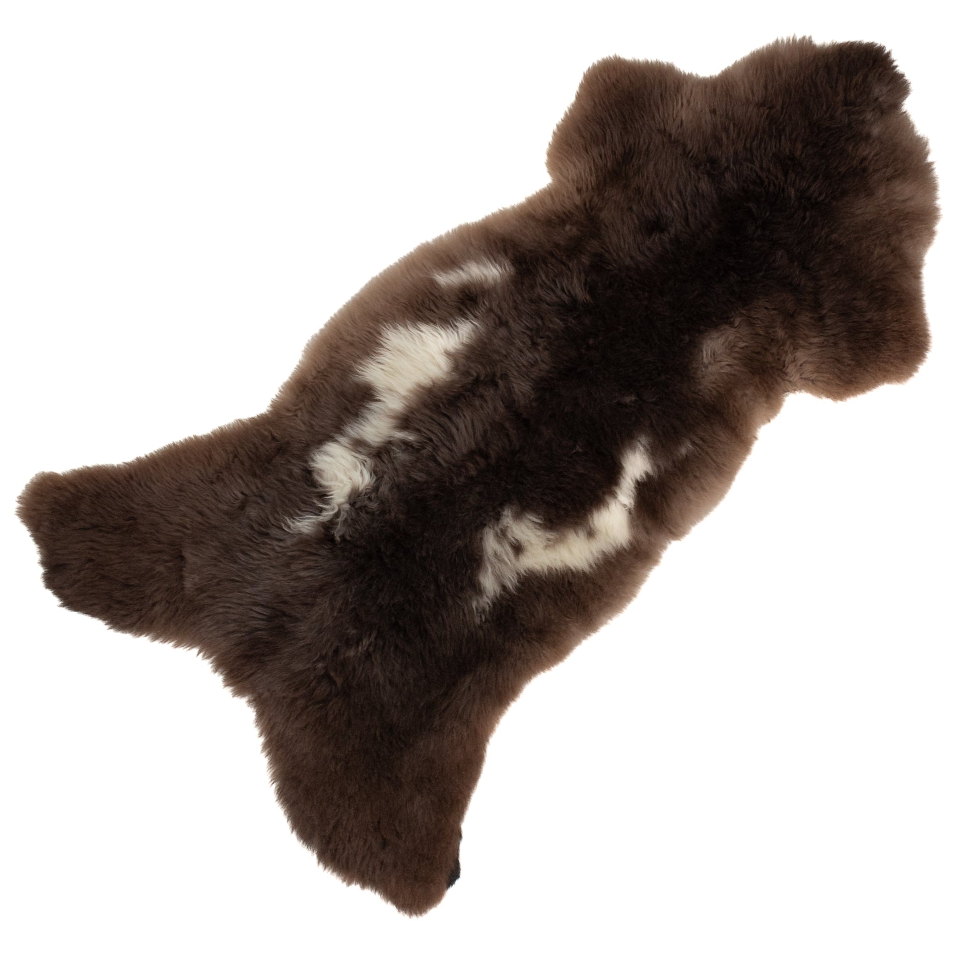 Short Soft Wool Brown w White Swedish Sheepskin Rug