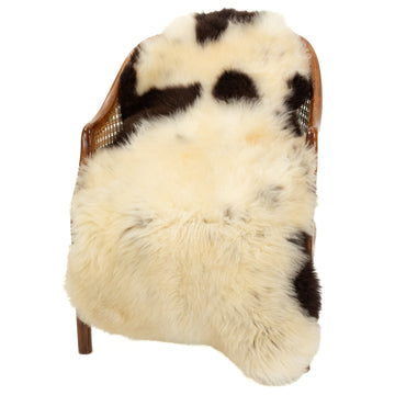 Short Soft Wool Dark Ivory w Brown Spots Swedish Sheepskin
