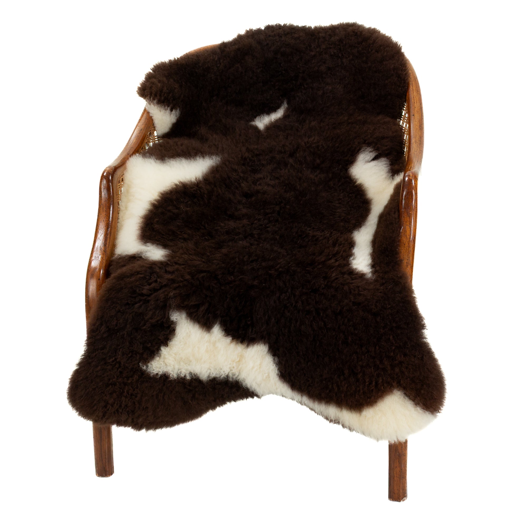 Short Soft Wool Dark Brown w White Swedish Sheepskin