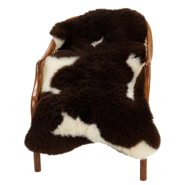 Short Soft Wool Dark Brown w White Swedish Sheepskin