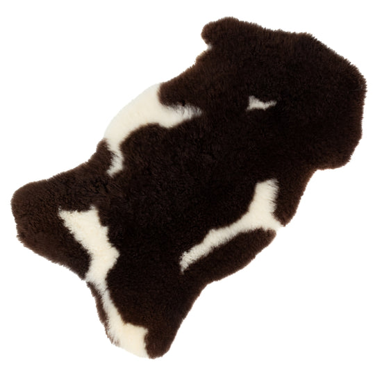 Short Soft Wool Dark Brown w White Swedish Sheepskin Rug