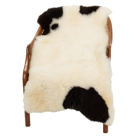 Short Soft Wool Ivory White w Black Spots Swedish Sheepskin
