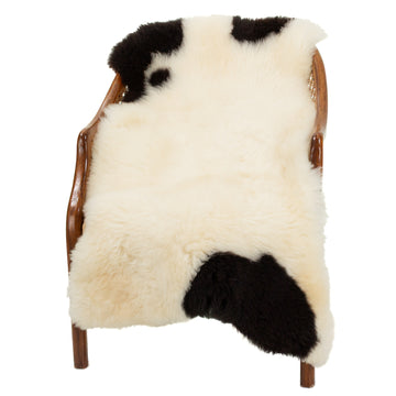 Short Soft Wool Ivory White w Black Spots Swedish Sheepskin