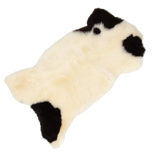 Short Soft Wool Ivory White w Black Spots Swedish Sheepskin Rug