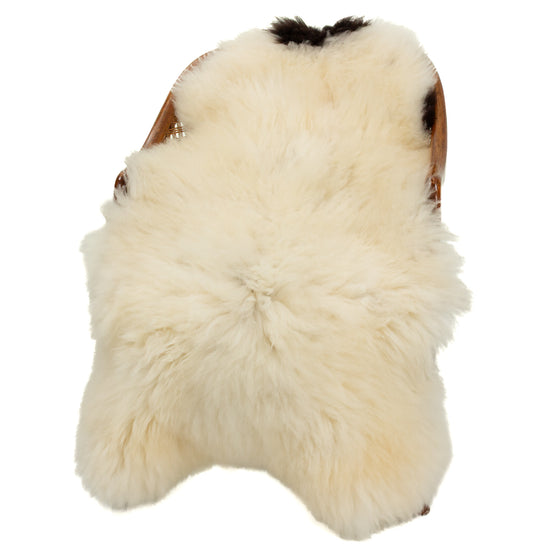 Short Soft Wool White w Black Swedish Sheepskin