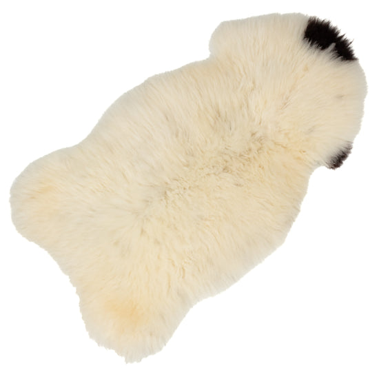 Short Soft Wool White w Black Swedish Sheepskin Rug