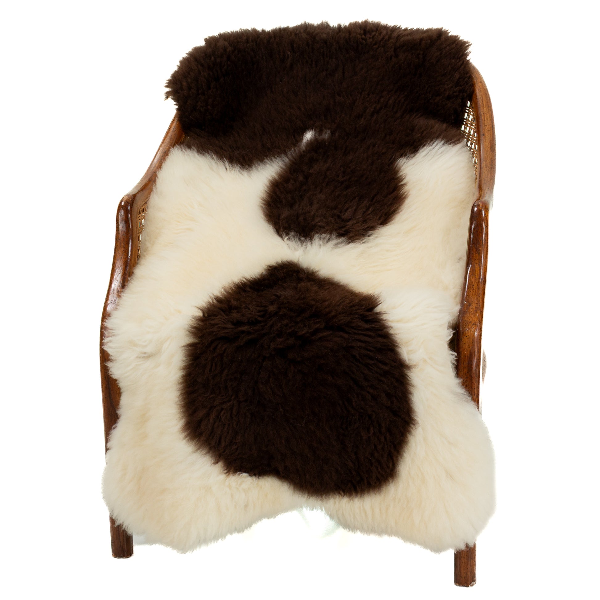 Short Soft Wool White w Brown Pattern Swedish Sheepskin