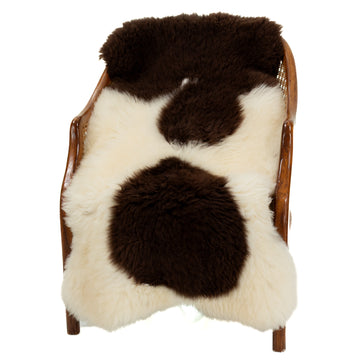 Short Soft Wool White w Brown Pattern Swedish Sheepskin