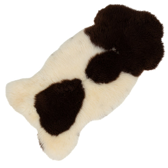 Short Soft Wool White w Brown Pattern Swedish Sheepskin Rug