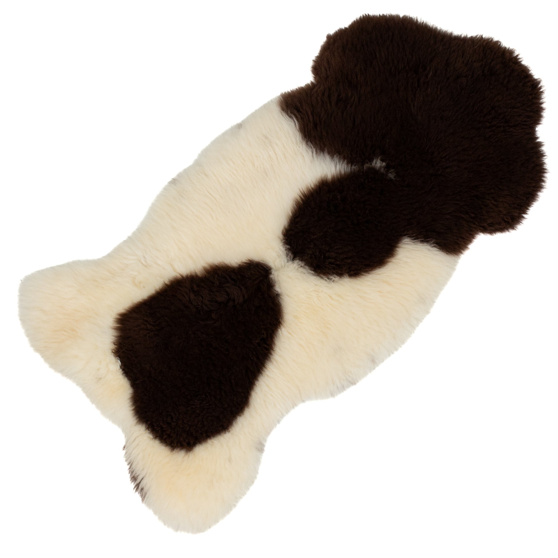 Short Soft Wool White w Brown Pattern Swedish Sheepskin Rug