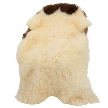 Short Soft Wool Ivory White w Brown Piebald Swedish Sheepskin