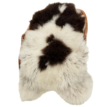 Short Soft Wool White w Brown Swedish Sheepskin