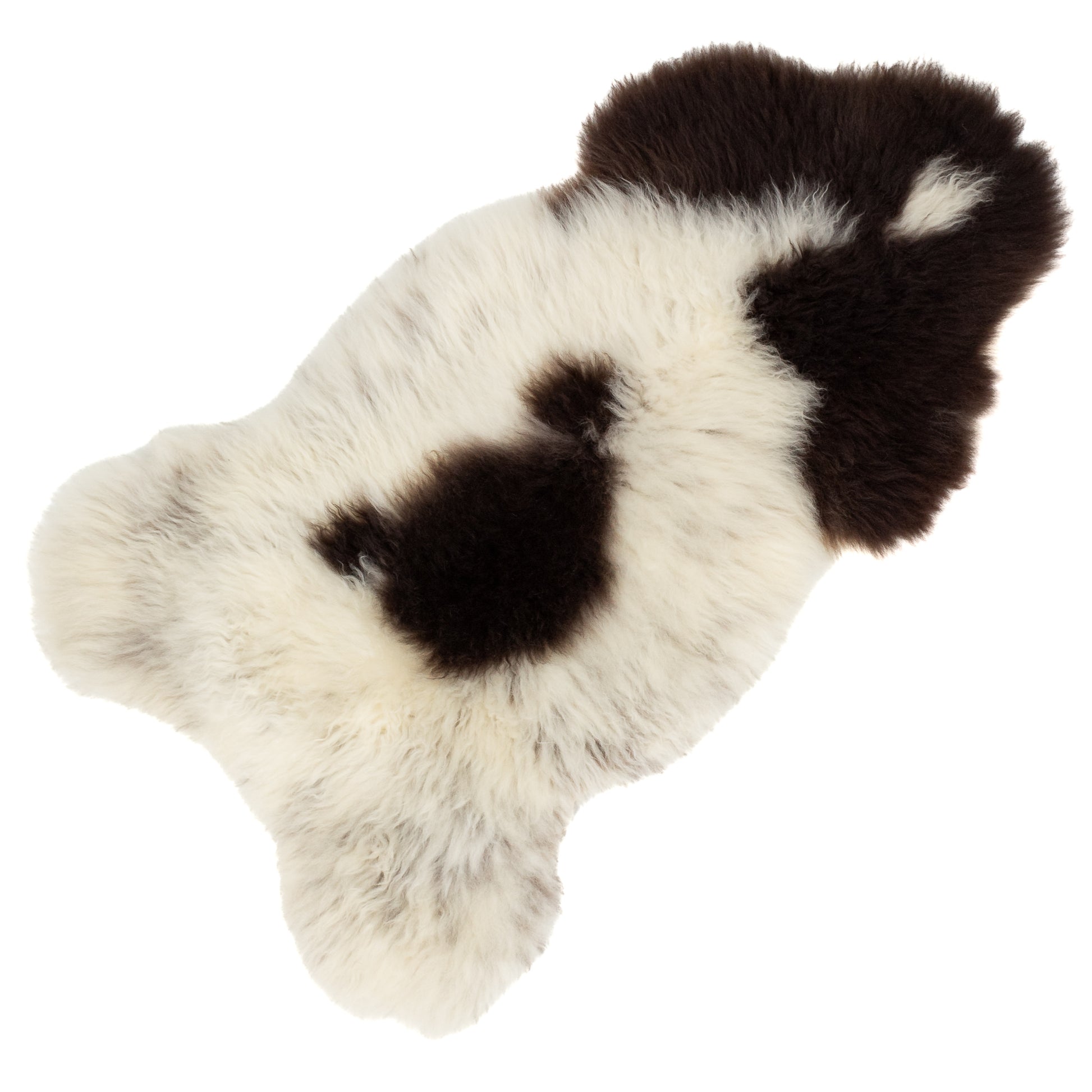 Short Soft Wool White w Brown Swedish Sheepskin Rug