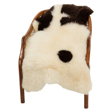 Short Soft Wool White w Dark Brown Spots Swedish Sheepskin