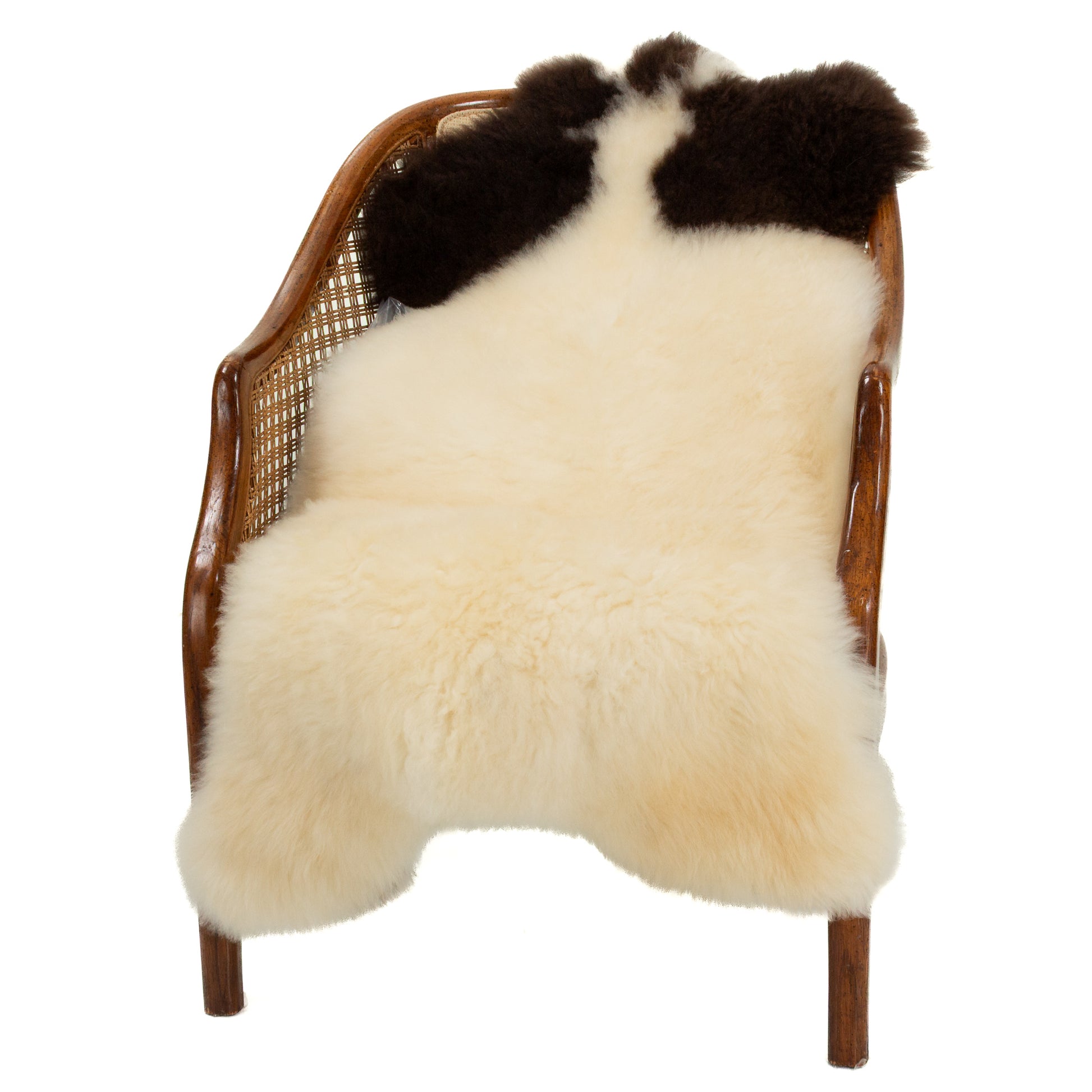 Short Soft Wool White w Dark Piebald Swedish Sheepskin