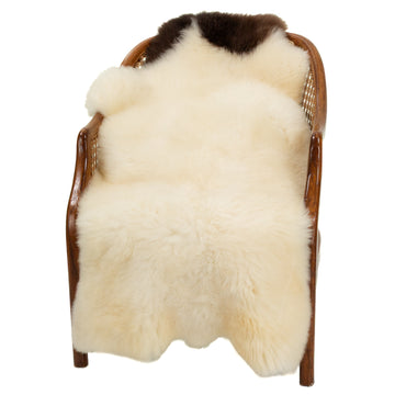 Short Soft Wool White w Dark Piebald Swedish Sheepskin