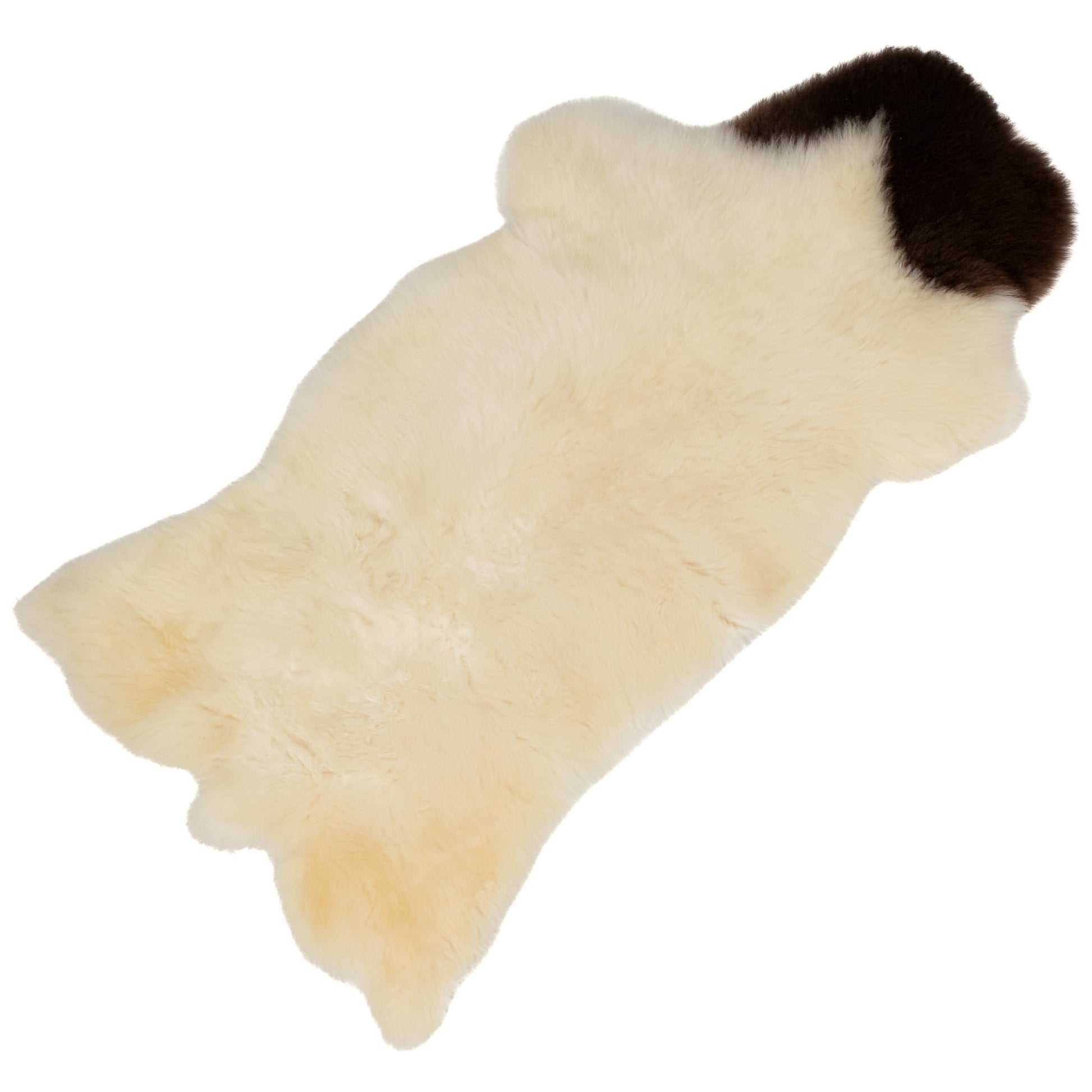 Short Soft Wool White w Dark Piebald Swedish Sheepskin Rug