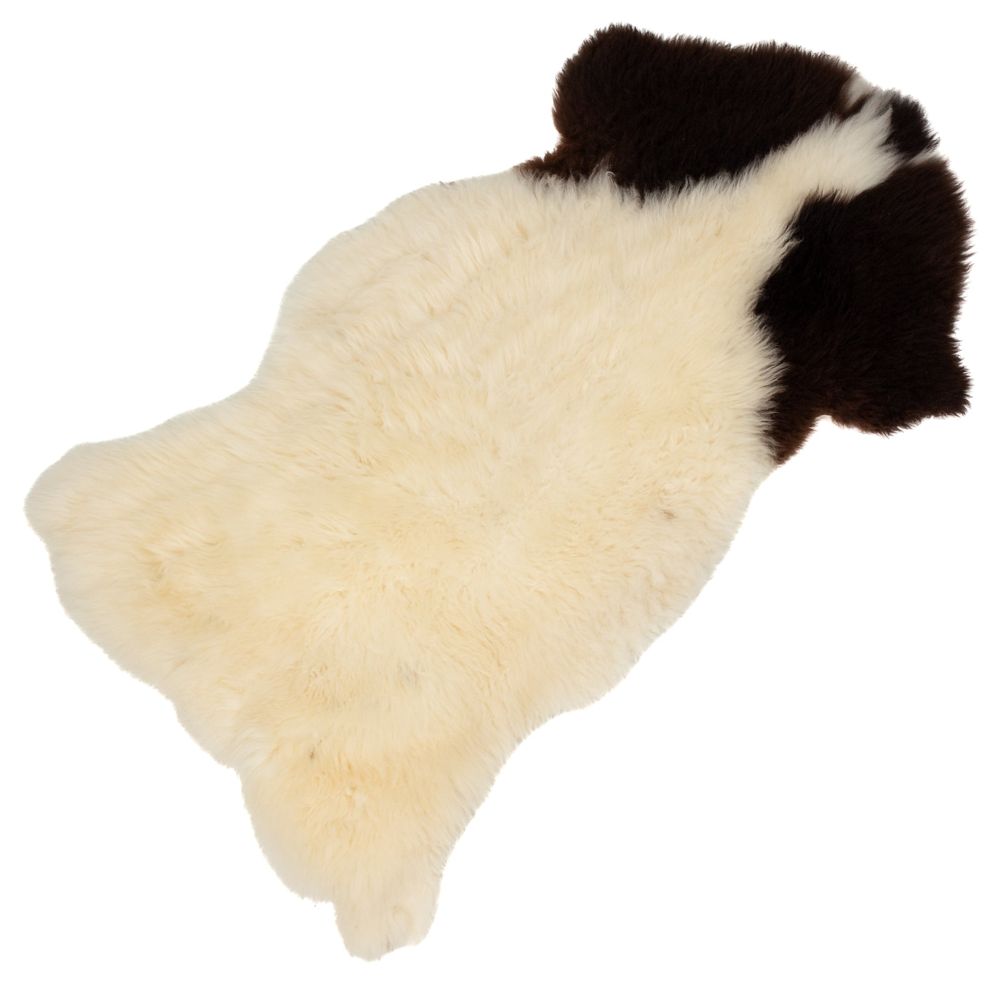 Short Soft Wool White w Dark Piebald Swedish Sheepskin Rug
