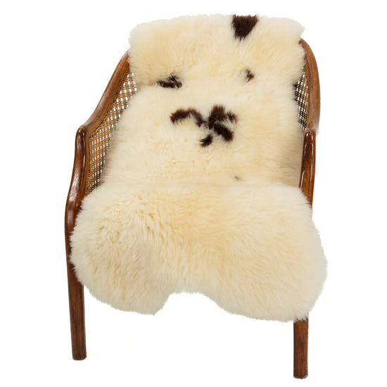 Short Soft Wool White w Dark Spots Swedish Sheepskin