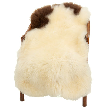 Short Soft Wool White w Light Brown Swedish Sheepskin