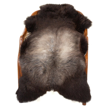 Short Soft Wool Blackish Brown w Gray Sheepskin