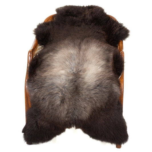Short Soft Wool Blackish Brown w Gray Sheepskin