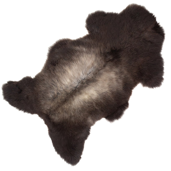 Short Soft Wool Blackish Brown w Gray Sheepskin Rug