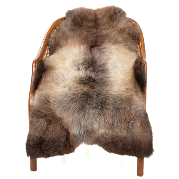 Short Soft Wool Brown w Gray Sheepskin