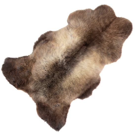 Short Soft Wool Brown w Gray Sheepskin Rug