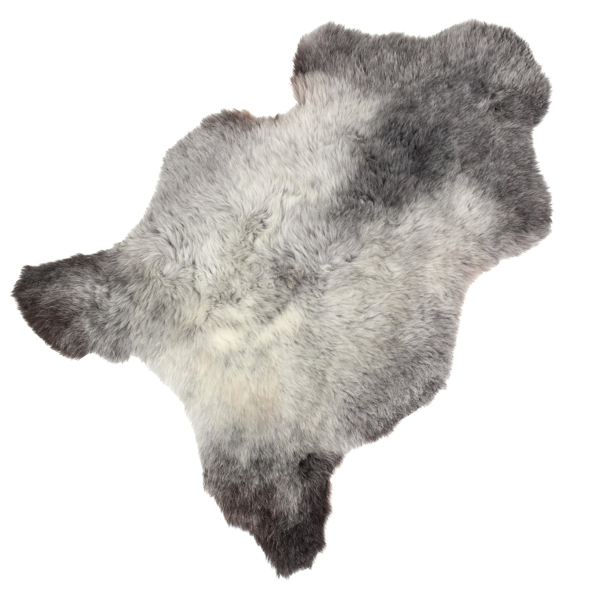 Short Wool Black Silver Gray Sheepskin Rug